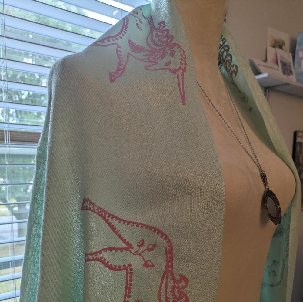 Mint and pink unicorn scarf. Super cute and unique